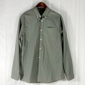 Eddie Bauer Olive Green White Plaid Long Sleeve Button Down Shirt Men's Large L
